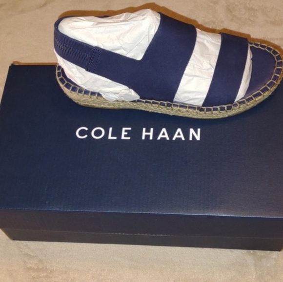 👣Cole Haan Marine Blue Nubuck Cloudfeel Espadrilles - Picture 13 of 15